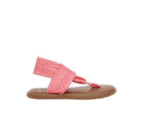 Sanuk Kids Yoga Sling Burst Print Vegan Pink Leopard Sandals | DPGZXL769